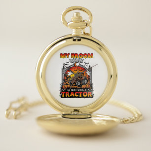 Broom Broke Tractor Halloween Witch Ghosts_1 Pocket Watch