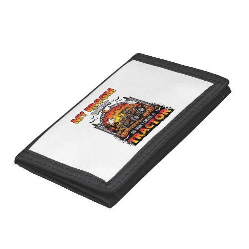Broom Broke Tractor Halloween Witch Ghosts_1 Trifold Wallet