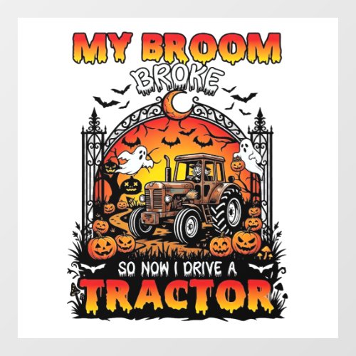 Broom Broke Tractor Halloween Witch Ghosts_1 Window Cling
