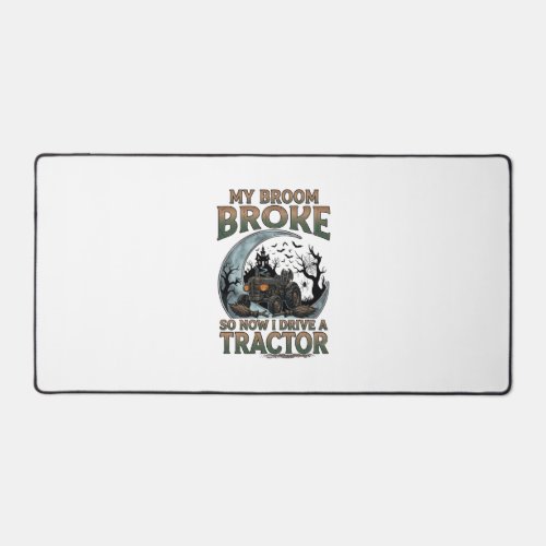 Broom Broke Tractor Pumpkin Haunted House Moon Desk Mat