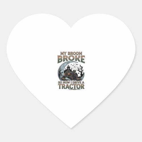 Broom Broke Tractor Pumpkin Haunted House Moon Heart Sticker