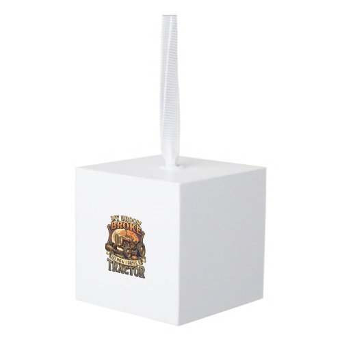Broom Broke Tractor Pumpkin Moon Cube Ornament
