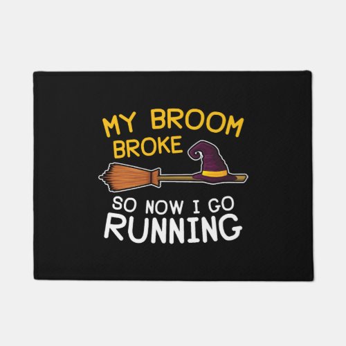 Broom Broke Witch Running Doormat