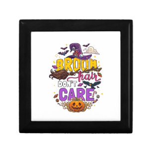 Broom Hair Dont Care Halloween Witch Hat Pumpkin C Gift Box