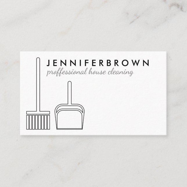 Broom House Cleaning Keeping black Business Card (Front)