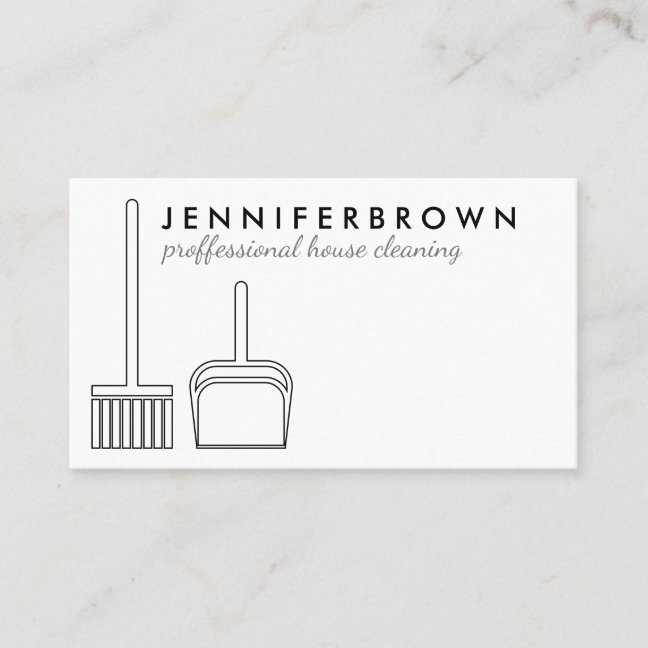 Broom House Cleaning Keeping black Business Card
