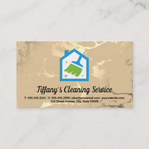 Broom House Logo Gold Marble Business Card