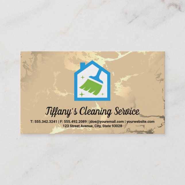 Broom House Logo | Gold Marble Business Card (Front)