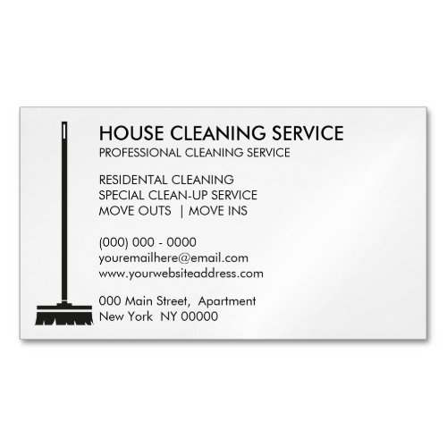 Broom Janitorial Cleaner Simple Maid Business Card Magnet