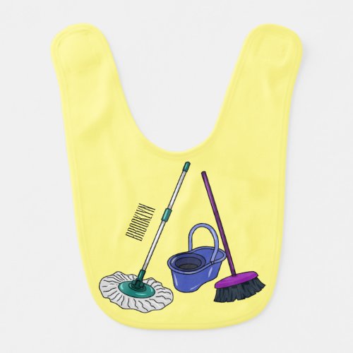 Broom  mop cartoon illustration baby bib