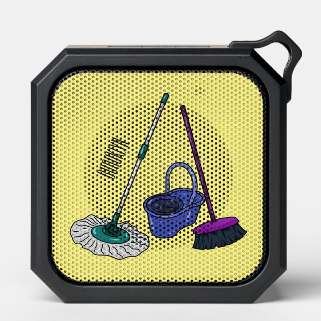 Broom & mop cartoon illustration bluetooth speaker (Front)