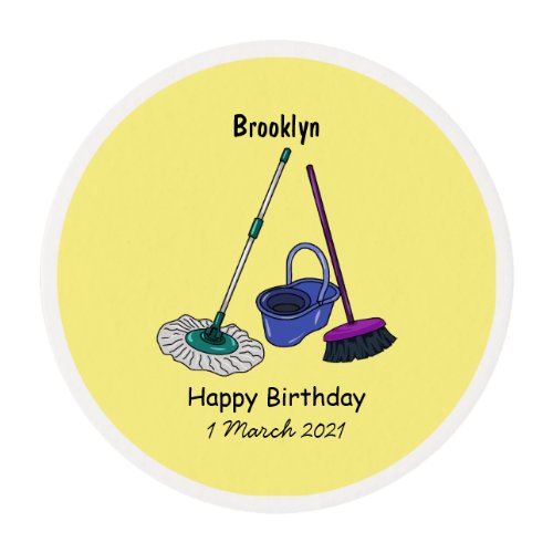 Broom  mop cartoon illustration edible frosting rounds