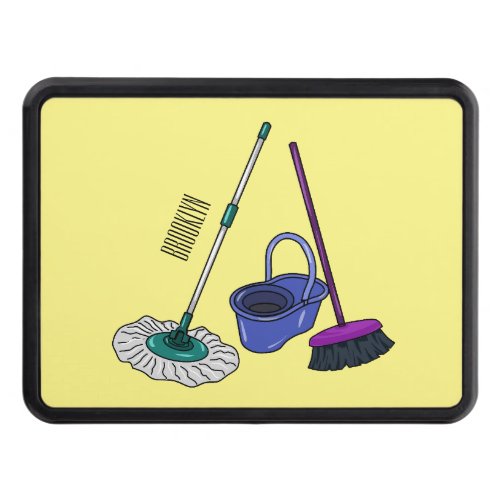 Broom  mop cartoon illustration hitch cover