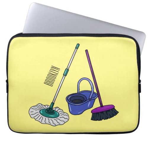 Broom  mop cartoon illustration laptop sleeve