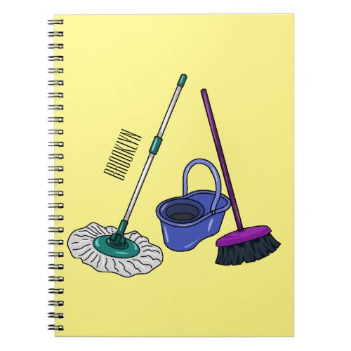 Broom  mop cartoon illustration notebook