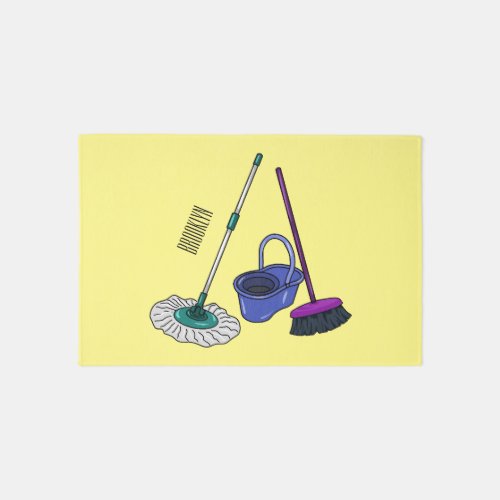 Broom  mop cartoon illustration rug