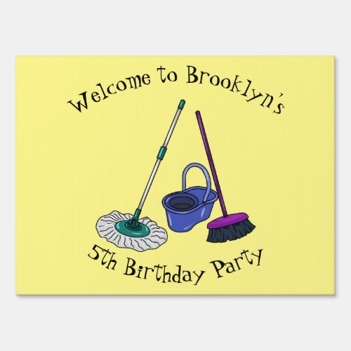 Broom  mop cartoon illustration sign
