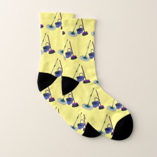 Broom  mop cartoon illustration socks