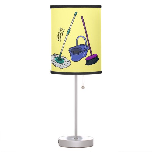 Broom  mop cartoon illustration table lamp