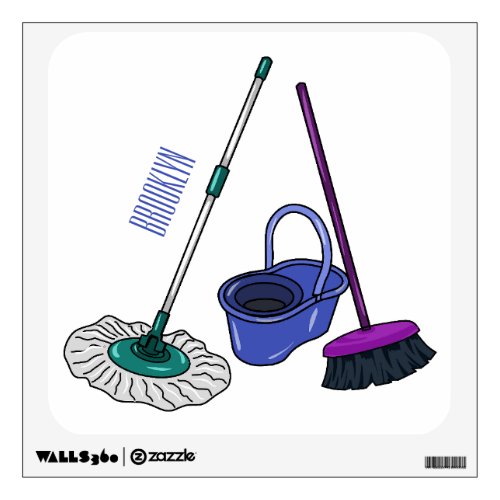 Broom  mop cartoon illustration wall decal