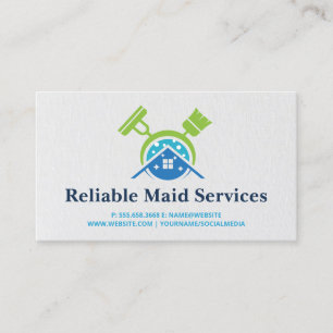 Broom Mop Cleaning Supplies   Maid Services Business Card