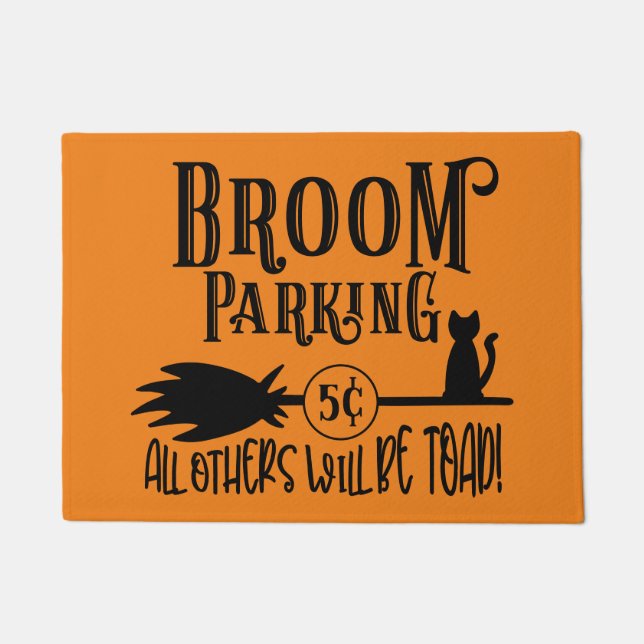 Broom Parking Halloween Doormat (Front)