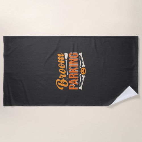 Broom Parking Halloween Vector Design_1 Beach Towel