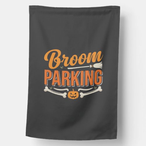 Broom Parking Halloween Vector Design_1 House Flag