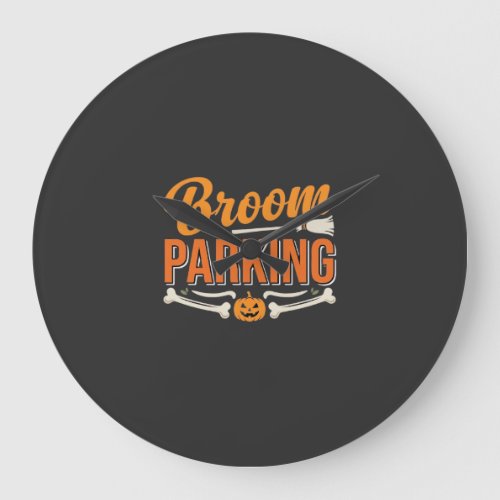 Broom Parking Halloween Vector Design_1 Large Clock
