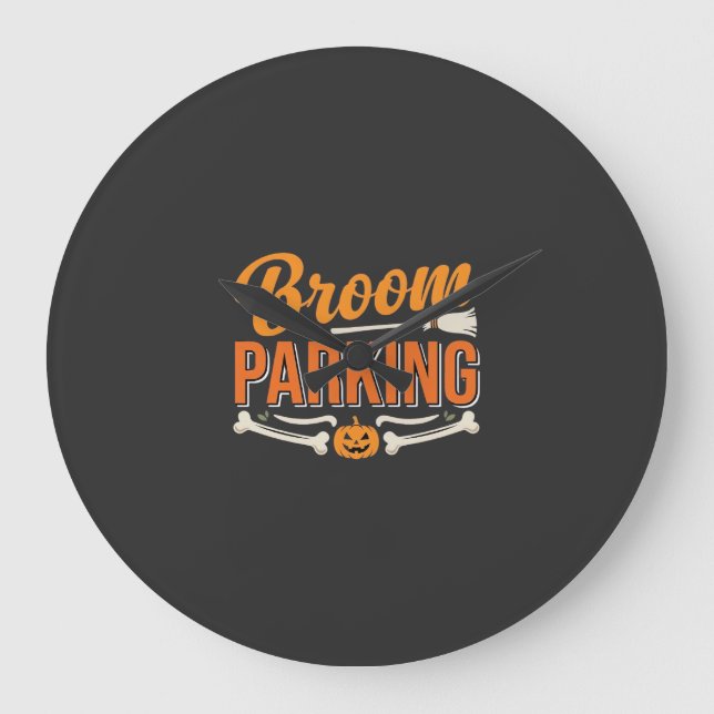 Broom Parking Halloween Vector Design_1 Large Clock (Front)