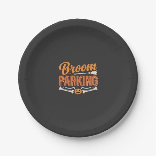 Broom Parking Halloween Vector Design_1 Paper Plates