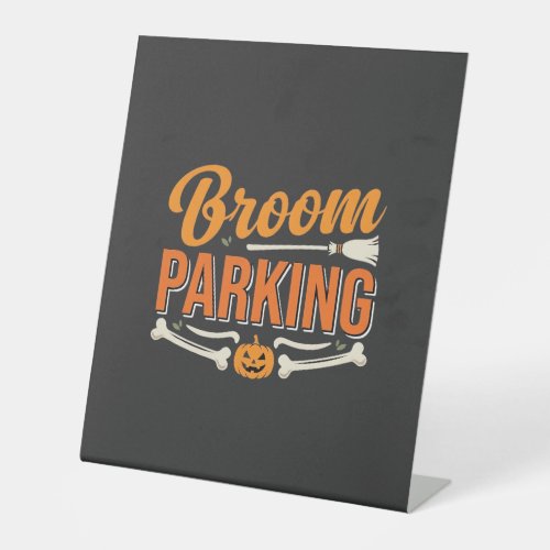 Broom Parking Halloween Vector Design_1 Pedestal Sign