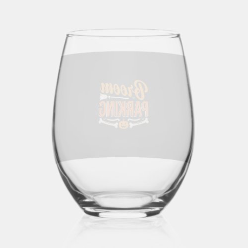 Broom Parking Halloween Vector Design_1 Stemless Wine Glass