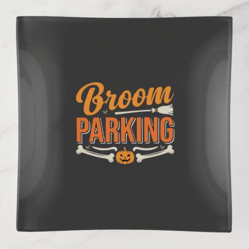 Broom Parking Halloween Vector Design_1 Trinket Tray
