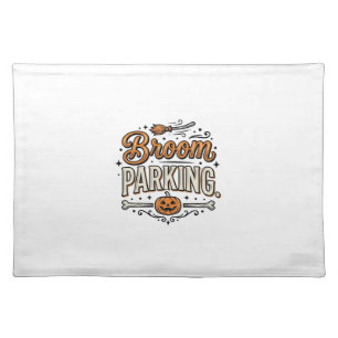 Broom Parking Halloween Vintage Witch Vector Desig Cloth Placemat
