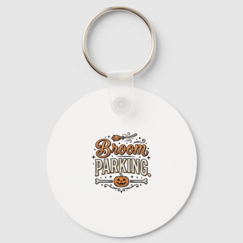 Broom Parking Halloween Vintage Witch Vector Desig Keychain