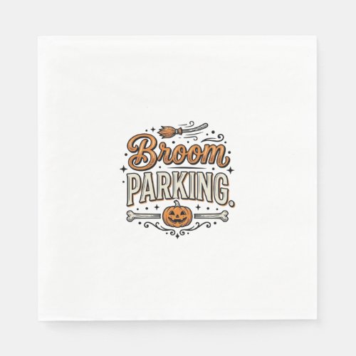 Broom Parking Halloween Vintage Witch Vector Desig Napkins