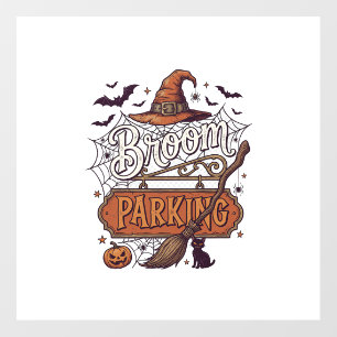 Broom Parking Halloween Witch Hat Broomstick Black Floor Decals