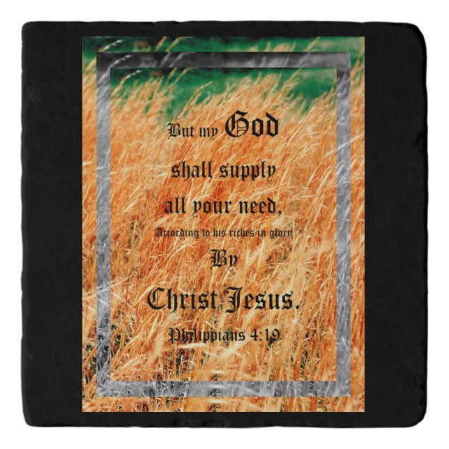 Broom Sage Abstract Philippians 4vs19 Trivet (Front)