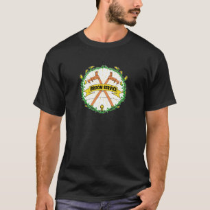 Broom Service- Orange Large on Front T-Shirt