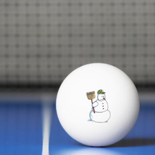 Broom Snowman 3-star ping pong ball