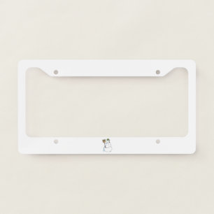 Broom Snowman car license plate frame a