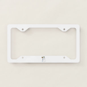 Broom Snowman car license plate frame b