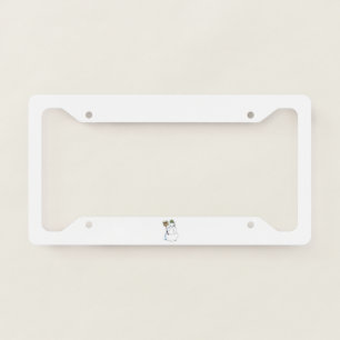 Broom Snowman car license plate frame c
