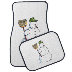 Broom Snowman car mats front and rear