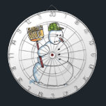 Broom Snowman dartboard<br><div class="desc">Broom Snowman dartboards for darts players aiming to have a good time this Christmas. Broom Snowman is Steamy Raimon original cartoon art.

* great for Curling Sports fans and Canadians</div>