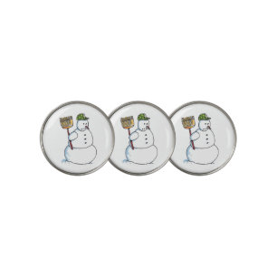 Broom Snowman golf ball markers