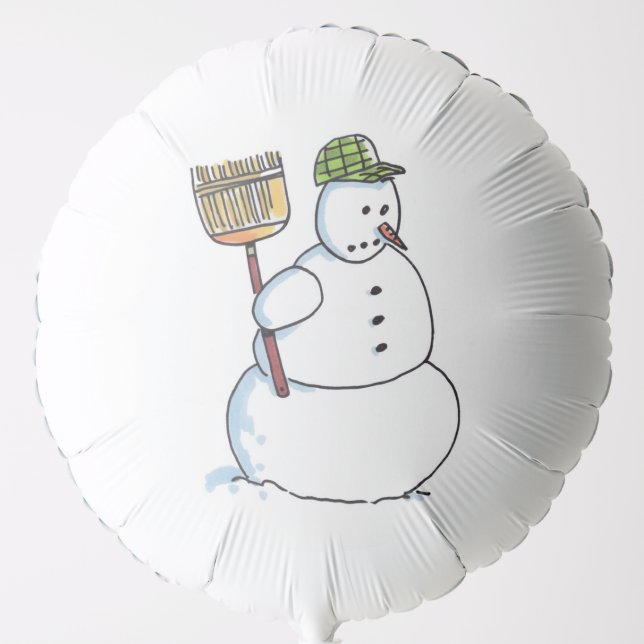 Broom Snowman helium balloon (Front)
