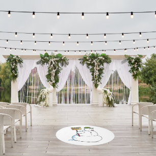 Broom Snowman outdoor round rug