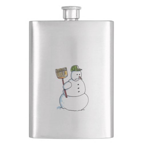 Broom Snowman stainless steel flask